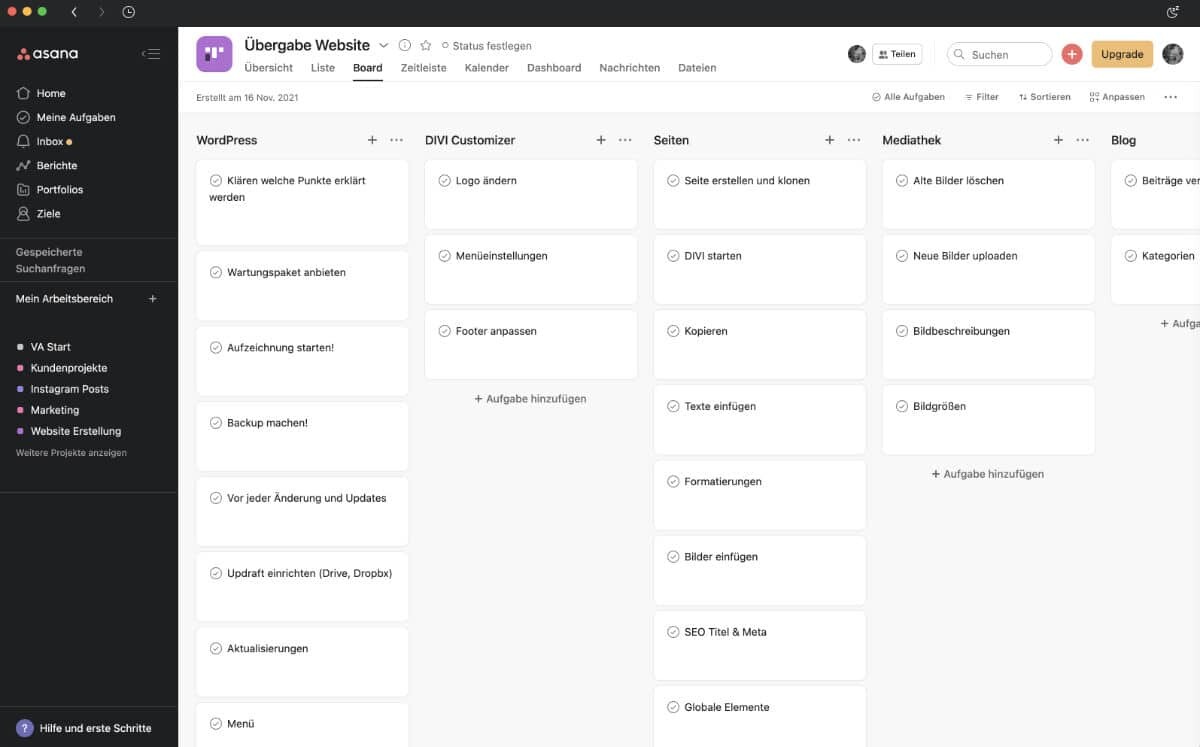 Asana - ein Tool zur Planung im Onlinebusiness