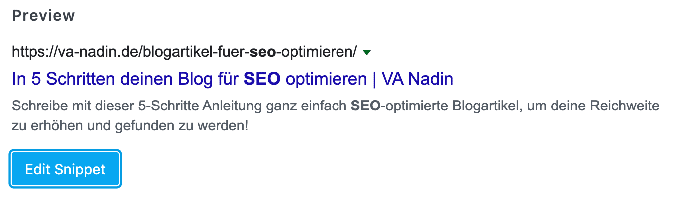 Beispiel SEO-Titel und Metabeschreibung für optimierte Blogbeiträge